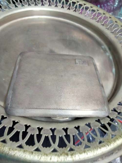 Cigarette Case Sterling SilverJamesDixon+Son 1936 Birmingham Monogram top -NCB -inside 2.12.37