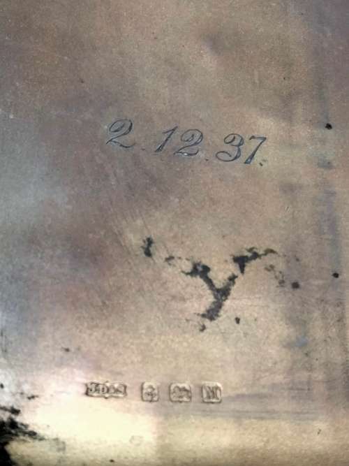Cigarette Case Sterling SilverJamesDixon+Son 1936 Birmingham Monogram top -NCB -inside 2.12.37