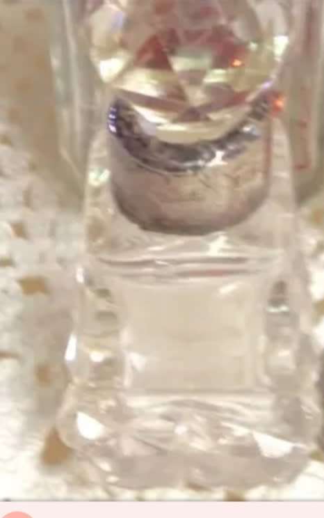 Crystal cut faceted PERFUME bottle+Stopper STERLING SILVER Collar lovely small -some damage