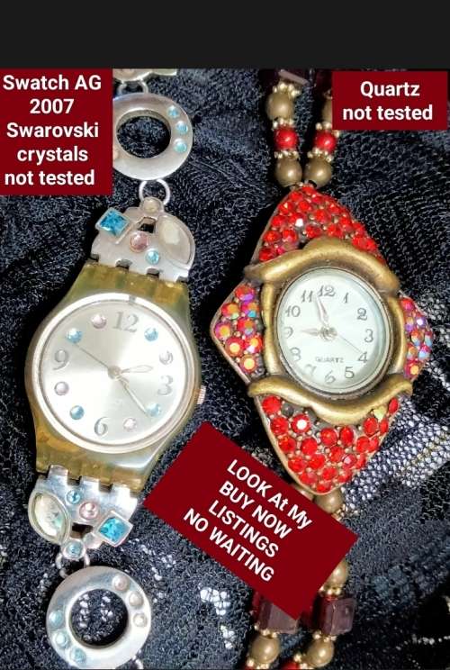 1 SWATCH AG 2007 Swarovski Crystals+1QUARTZ Pre-owned NotTestedLOOK At My BUY NOW NO WAITING