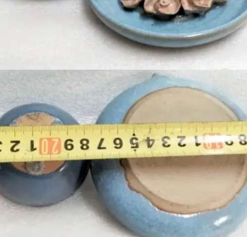 Candle holders -1 PINK Roses+1 Plain Pottery LOOK At My BUY NOW listings NO WAITING