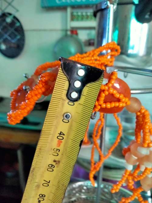 Neclace  - Large Butterscotch Glass beads Small Frosted + Orange +6 dangles *ABSOLUTELY FABULOUS