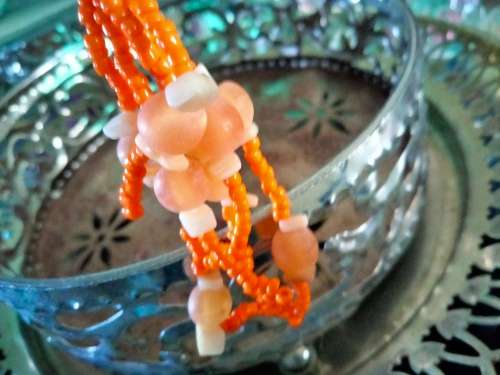 Neclace  - Large Butterscotch Glass beads Small Frosted + Orange +6 dangles *ABSOLUTELY FABULOUS