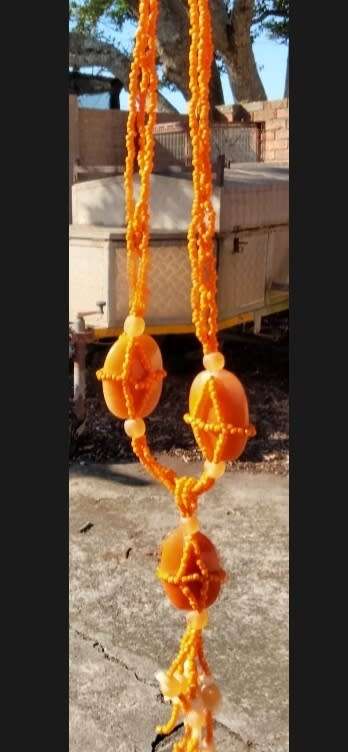 Neclace  - Large Butterscotch Glass beads Small Frosted + Orange +6 dangles *ABSOLUTELY FABULOUS