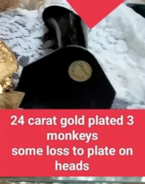 *24 Carat Gold plated 3 monkeys lucite