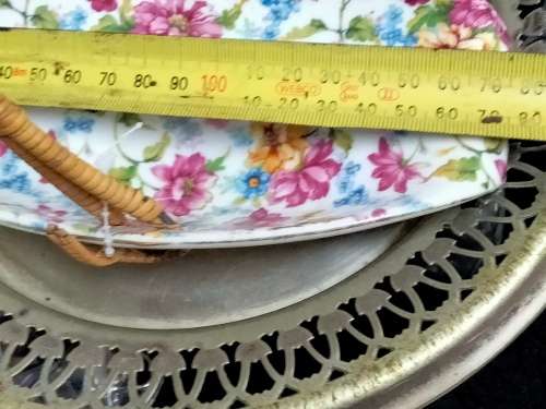 VASE - Royal DUCHESS ceramic Chintz Basket bamboo handle