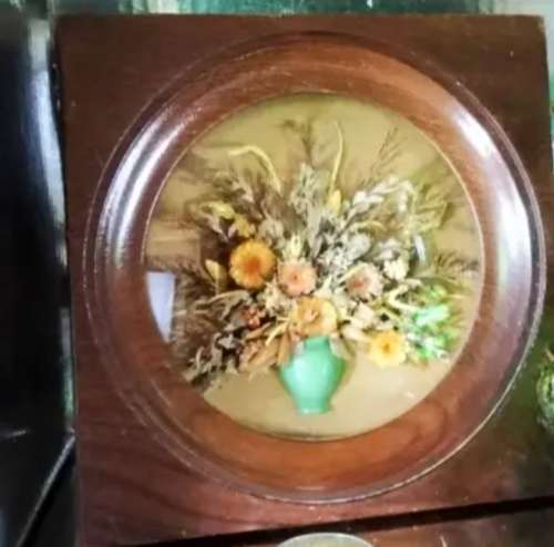 2 SA  srtist Dried flowers bouquet - Wood Frame Convex Glass