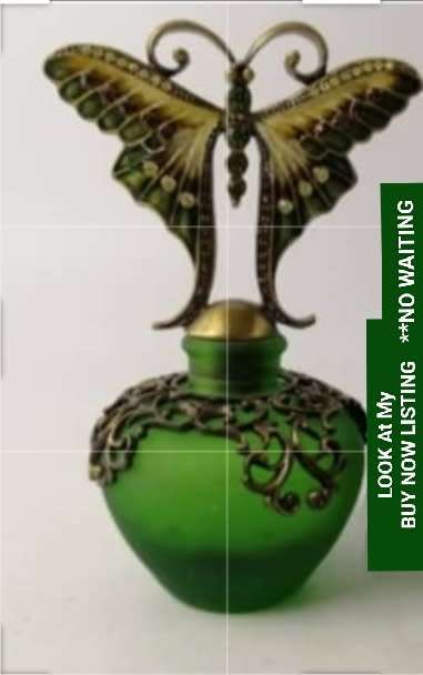 PERFUME bottle Filigree Brass Butterfly STUNNING -Art style Matson