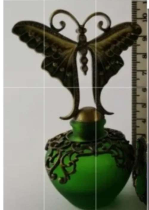 PERFUME bottle Filigree Brass Butterfly STUNNING -Art style Matson