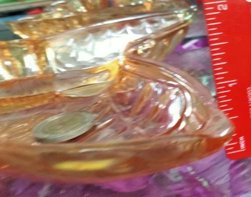 Carnival Glass dish - 1 BUTTERFLY  Beautiful+1 small lampshade  hand painted some damaged