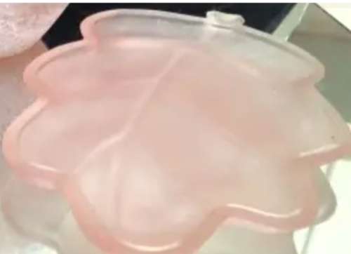 Dish -  1 leaf Glass  Frosted Pink ...very pretty