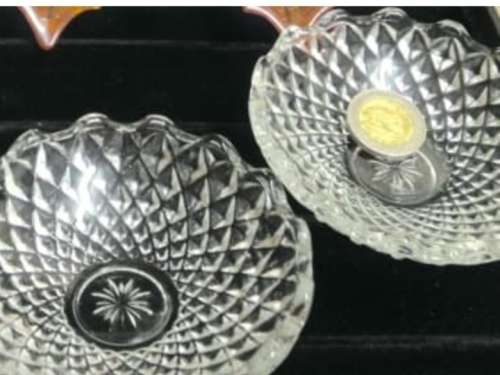 Box Glass Lidded 2 + 1 no lid 5 pieces - Crystal  made in ITALY Bon Bon dish or trinket box