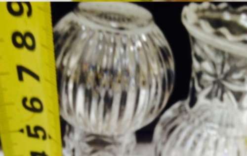 Vases - 2 Posy Glass*Cristal d Arque set Ribbed Saw Edge Flora
