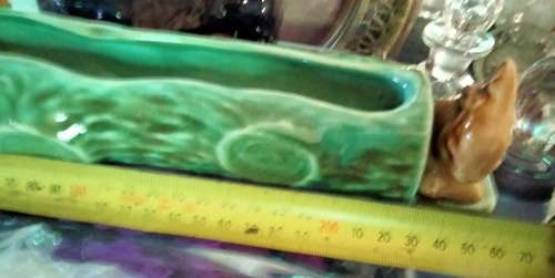 Vase - Log  Vermont  G078 longer Vintage  Ceramic* Each end has Bunny figurine
