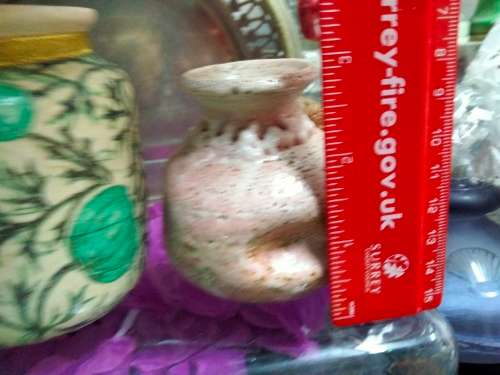 Vases -  2 * 1 Posy + Tubular Pottery Multicolour Glaze Pink Green decor