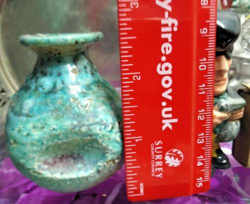 Vases -  2 * 1 Posy + Tubular Pottery Multicolour Glaze Pink Green decor
