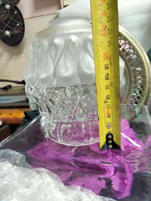 Lamp Shade Glass*EXQUSITE  TWO TONE -FROSTED Glass TOP Clear bottom IN STYLE OF Lalique glass