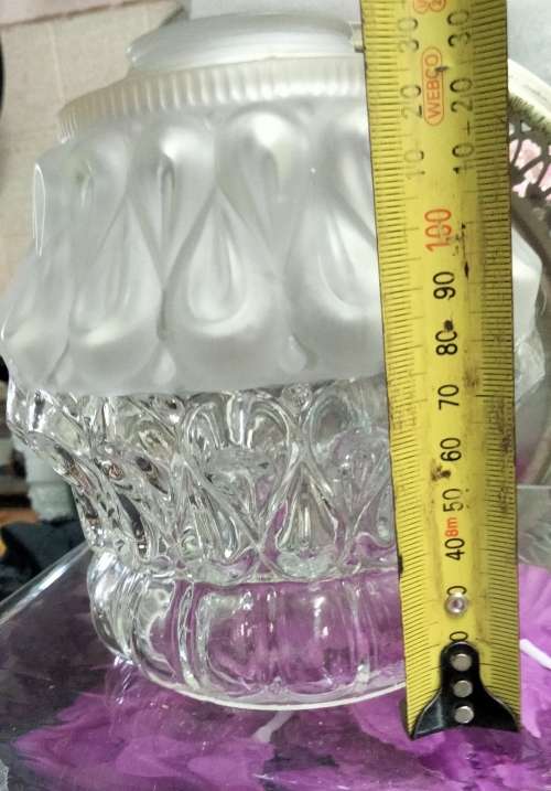 Lamp Shade Glass*EXQUSITE  TWO TONE -FROSTED Glass TOP Clear bottom IN STYLE OF Lalique glass