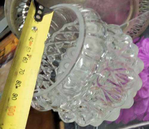 Lamp Shade Glass*EXQUSITE  TWO TONE -FROSTED Glass TOP Clear bottom IN STYLE OF Lalique glass