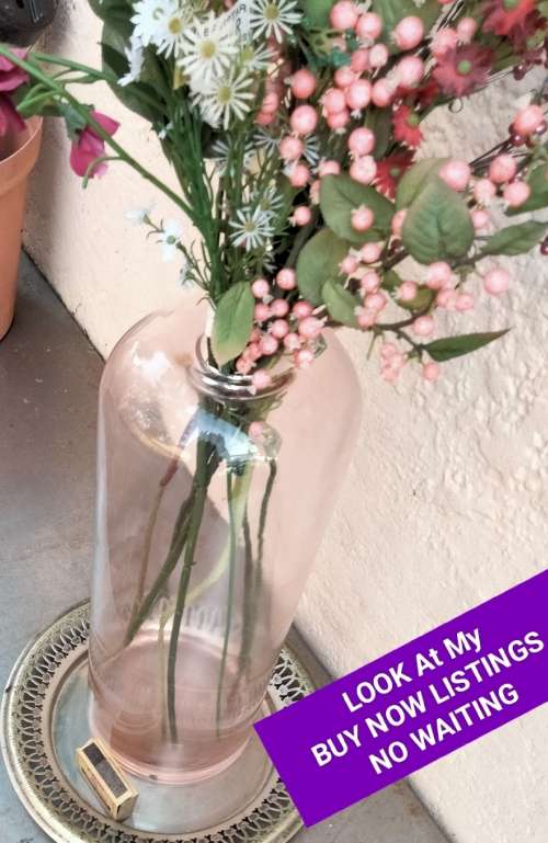 VASE Tall Flowers*Glass Thick Clear* Cylindrical*Tall Round top Small Top Opening Thick hand blown
