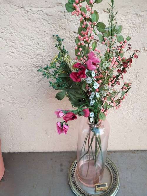 VASE Tall Flowers*Glass Thick Clear* Cylindrical*Tall Round top Small Top Opening Thick hand blown