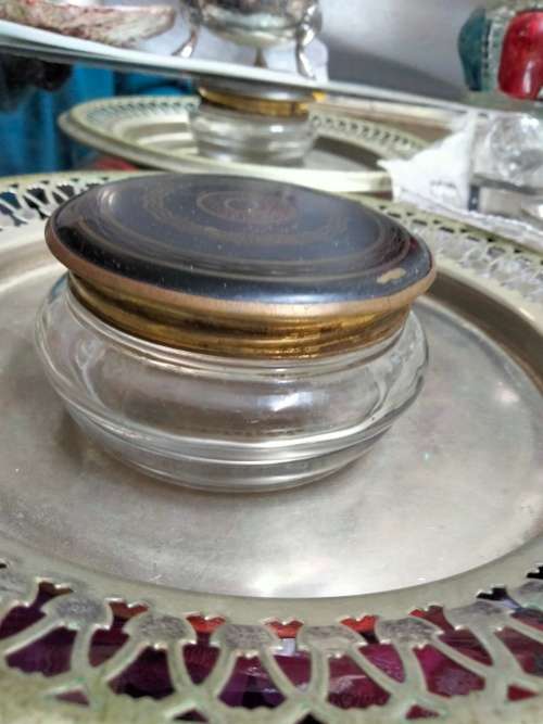 Glass Box +Lid -Vanity dressing table decorPowder /Trinkets Cloisonné LOOK At My BUY NOW *NO WAITING