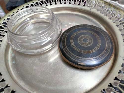 Glass Box +Lid -Vanity dressing table decorPowder /Trinkets Cloisonné LOOK At My BUY NOW *NO WAITING