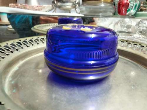 Glass Box+Lid -Vanity Dressing Table decor Powder/Trinket Bristol blueLOOK at My BUY NOW *NO WAITING
