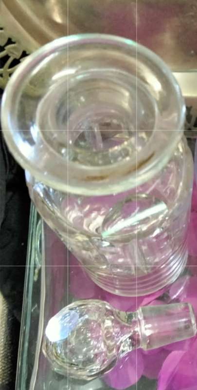 PERFUME bottle1 Clear impressed thumbies+I Cut Crystal Ring Holder Trinket bowl