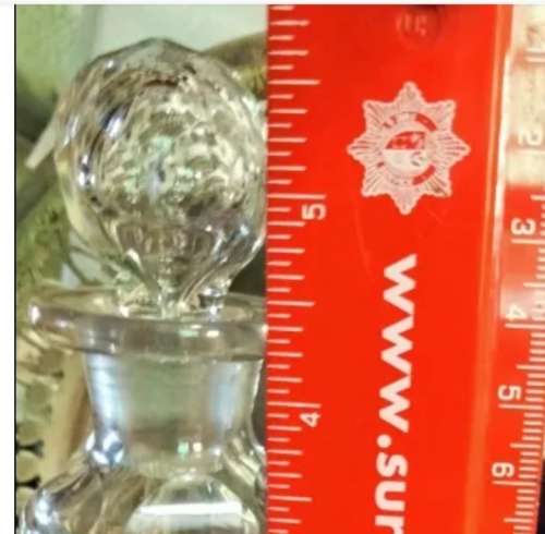 PERFUME bottle1 Clear impressed thumbies+I Cut Crystal Ring Holder Trinket bowl