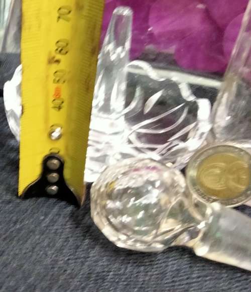 PERFUME bottle1 Clear impressed thumbies+I Cut Crystal Ring Holder Trinket bowl