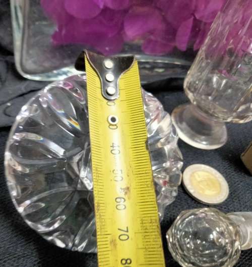 PERFUME bottle1 Clear impressed thumbies+I Cut Crystal Ring Holder Trinket bowl