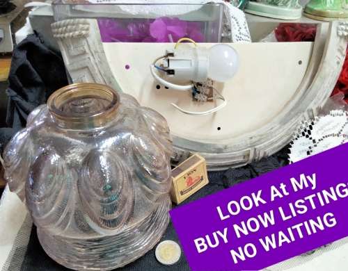 Lamp shade Glass+Wall light Half round Greek key decor for 1 BID*Look At My BUY NOW items*NO WAITING