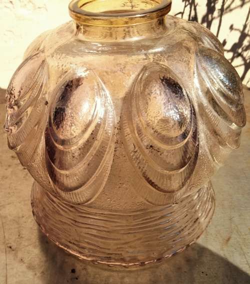 Lamp shade Glass - 1 Balloon +vertical rows rib Pattern LOOK At My BUY NOW LISTINGS NO WAITING