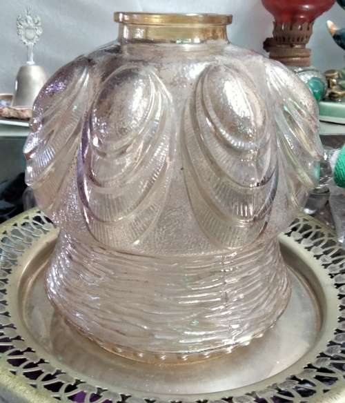 Lamp shade Glass - 1 Balloon +vertical rows rib Pattern LOOK At My BUY NOW LISTINGS NO WAITING