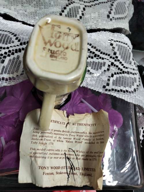 Toby Jug - TONY WOOD Studio artist signed certificate of authenticity