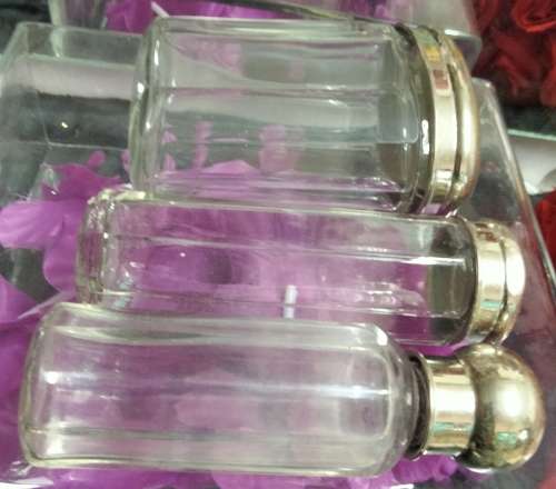Bottles Glass Beveled-3 Vanity Dressing table decor  *Metal lids LOOK at My BUY NOW items NO WAITING