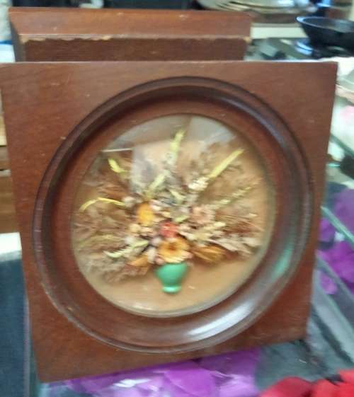 2 Self Standing Wood  SA  srtist Dried flowers bouquet - Wood Frame Convex Glass BOOK ENDS