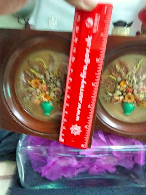 2 Self Standing Wood  SA  srtist Dried flowers bouquet - Wood Frame Convex Glass BOOK ENDS