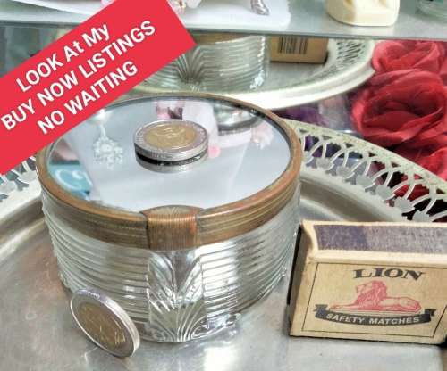 Glass box - ART DECO Vanity dressing Table decorLid Mirror metal LOOK At My BUY NOW items NO WAITING