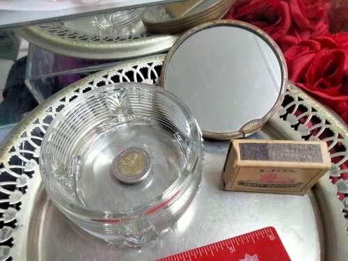 Glass box - ART DECO Vanity dressing Table decorLid Mirror metal LOOK At My BUY NOW items NO WAITING