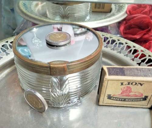 Glass box - ART DECO Vanity dressing Table decorLid Mirror metal LOOK At My BUY NOW items NO WAITING