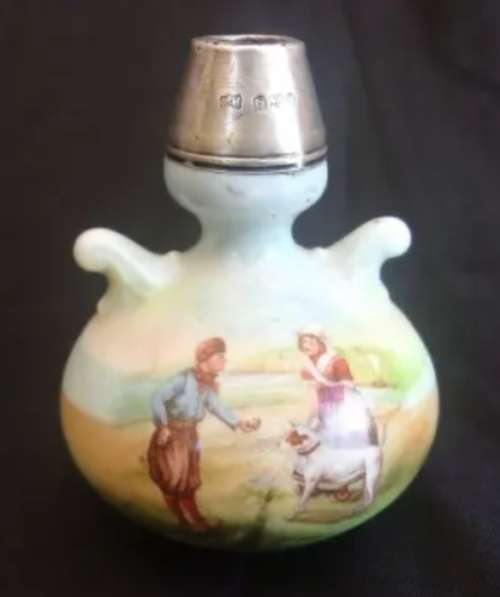 1917 Charles May STERLING Silver Neck collar porcelain Bud VASE LOOK at My BUY NOW items NO WAITING