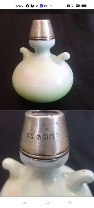1917 Charles May STERLING Silver Neck collar porcelain Bud VASE LOOK at My BUY NOW items NO WAITING