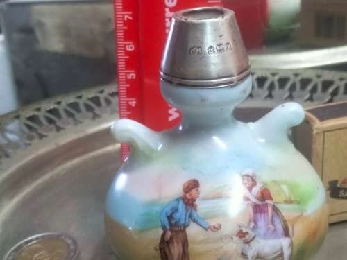 1917 Charles May STERLING Silver Neck collar porcelain Bud VASE LOOK at My BUY NOW items NO WAITING
