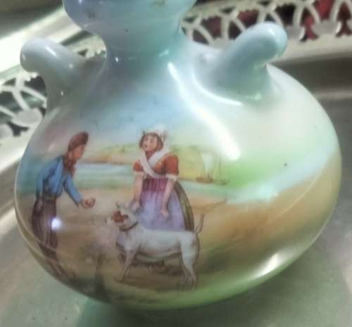 1917 Charles May STERLING Silver Neck collar porcelain Bud VASE LOOK at My BUY NOW items NO WAITING