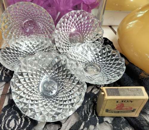 Box Glass Lidded 2 + 1 no lid 5 pieces - Crystal  made in ITALY Bon Bon dish or trinket box