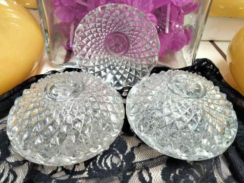 Box Glass Lidded 2 + 1 no lid 5 pieces - Crystal  made in ITALY Bon Bon dish or trinket box