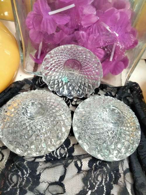 Box Glass Lidded 2 + 1 no lid 5 pieces - Crystal  made in ITALY Bon Bon dish or trinket box