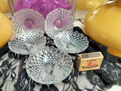Box Glass Lidded 2 + 1 no lid 5 pieces - Crystal  made in ITALY Bon Bon dish or trinket box
